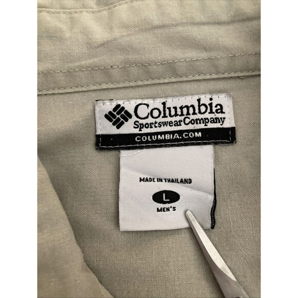 Columbia Quilted Hunting Shirt Mens LARGE Beige Brown Pheasant Button Down - Picture 6 of 13